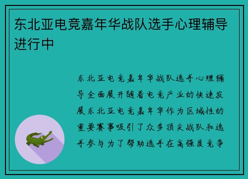 东北亚电竞嘉年华战队选手心理辅导进行中